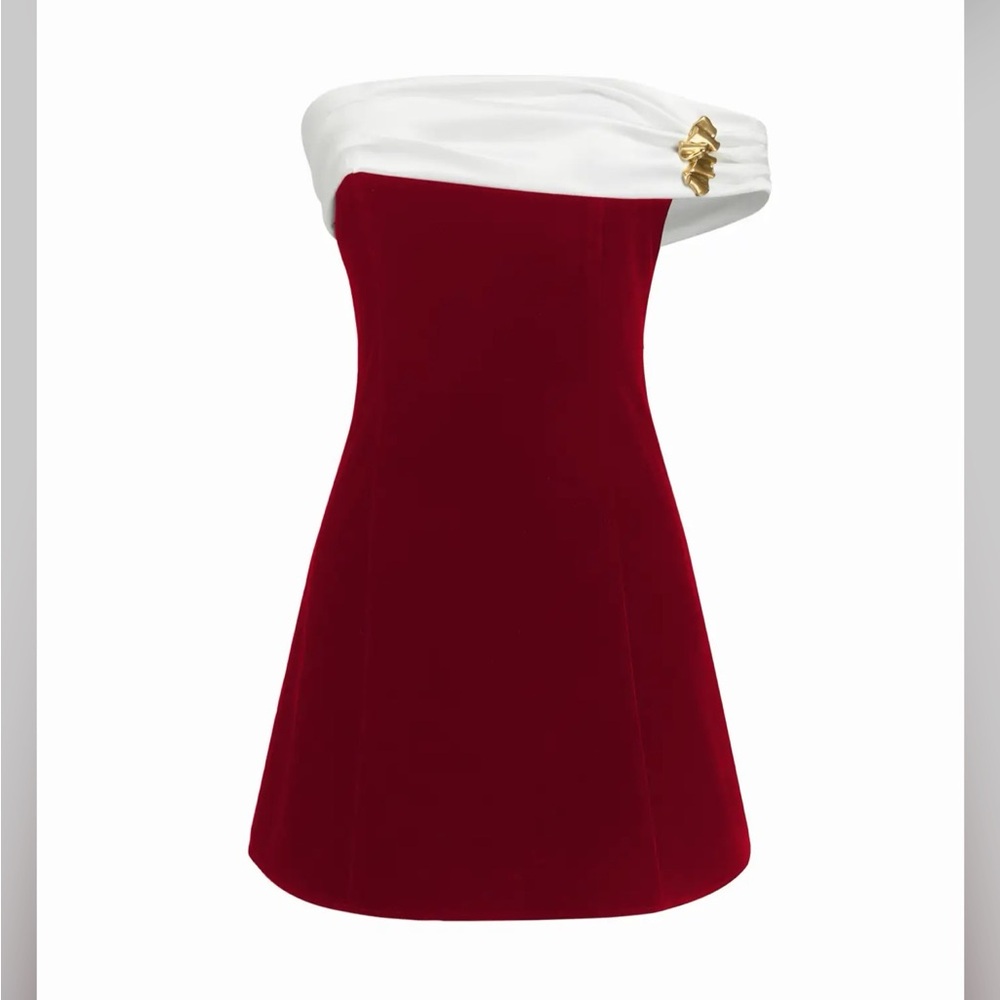 Cider VELVET TWO TONE OFF-SHOULDER METAL DETAIL MINI DRESS Ci1-13 XXS